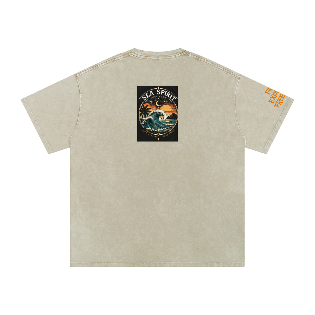 Surf Wave Snow Washed Oversized Cotton T-Shirt