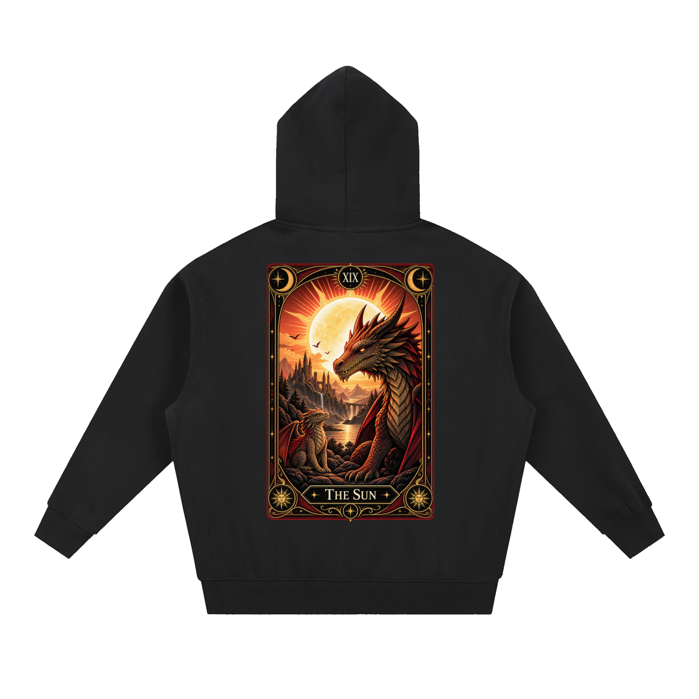 Sun Tarot Shadow Deck Essential Oversized Boxy Fit Fleece Hoodie Unisex