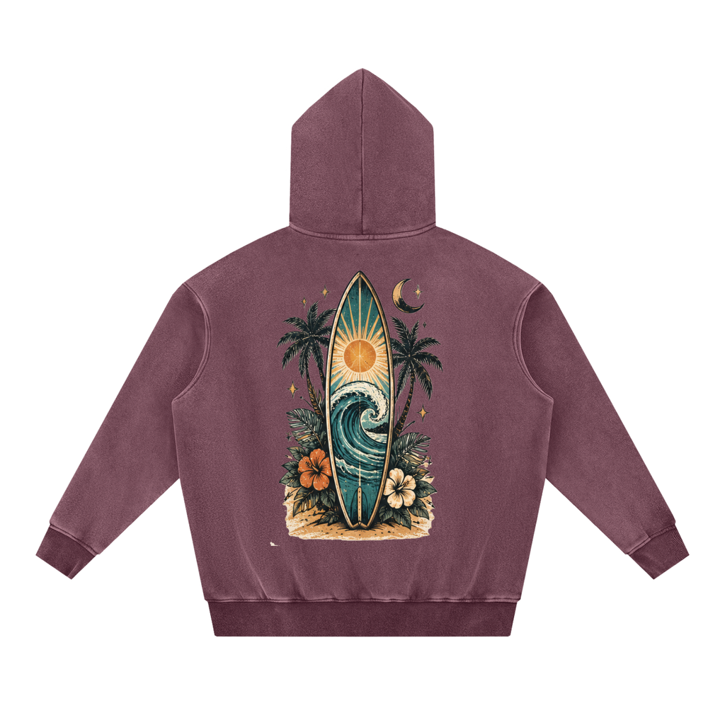 Surf Board Snow Wash Fleece Oversize Hoodie Unisex