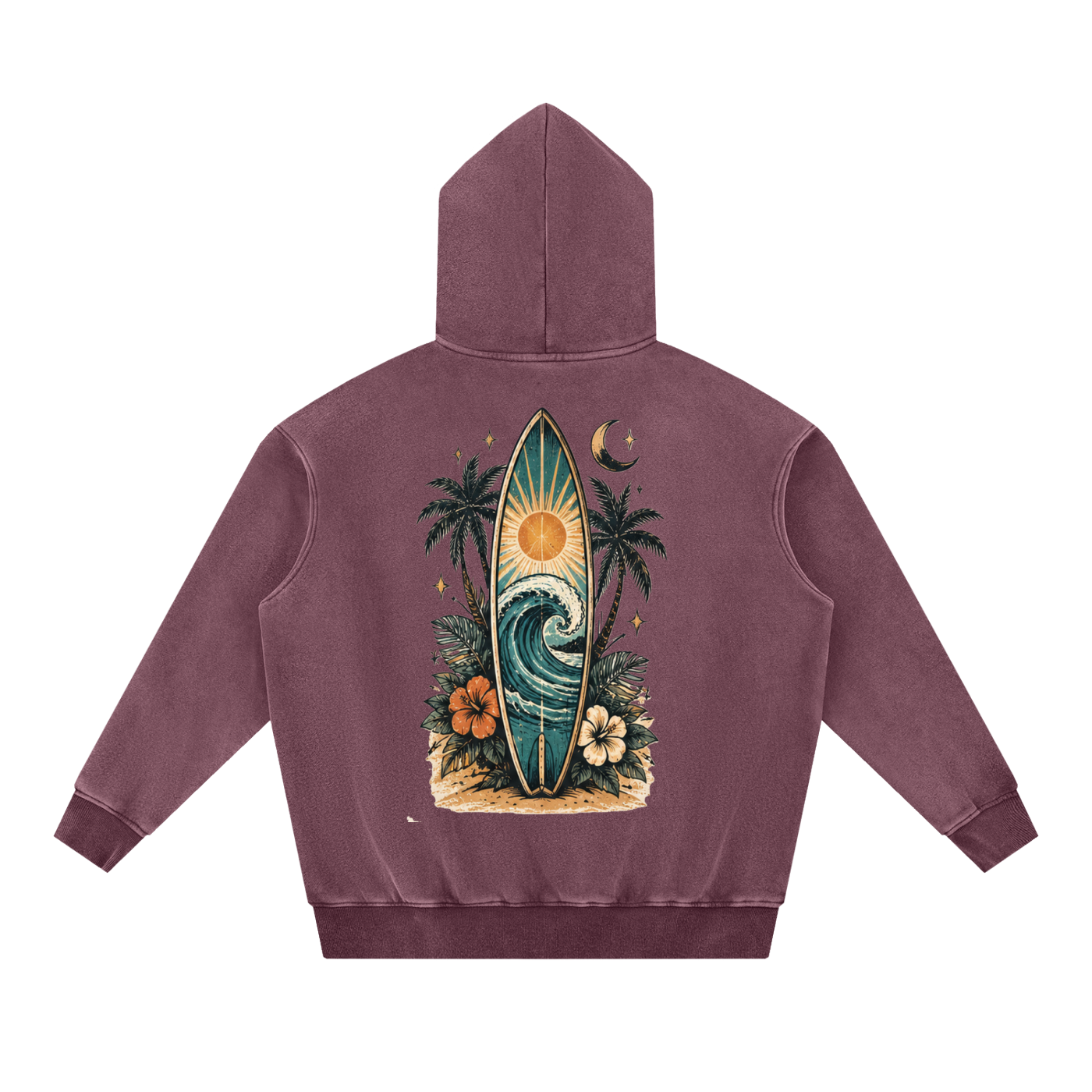 Surf Board Snow Wash Fleece Oversize Hoodie Unisex
