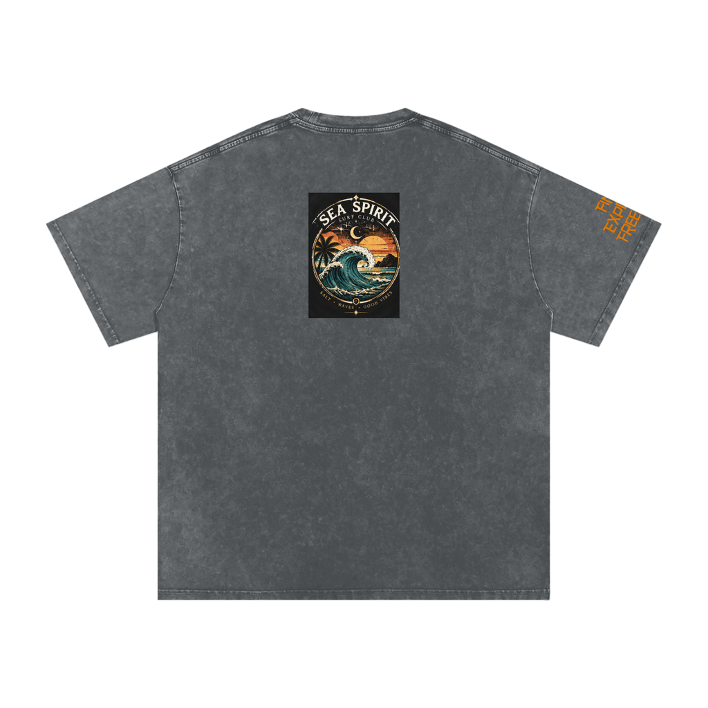 Surf Wave Snow Washed Oversized Cotton T-Shirt