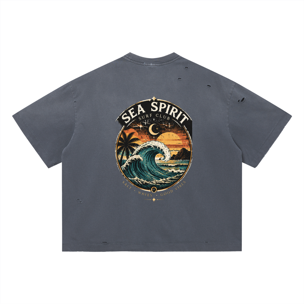 Surf 2 Vintage Washed Distressed Boxy Oversized T-Shirt