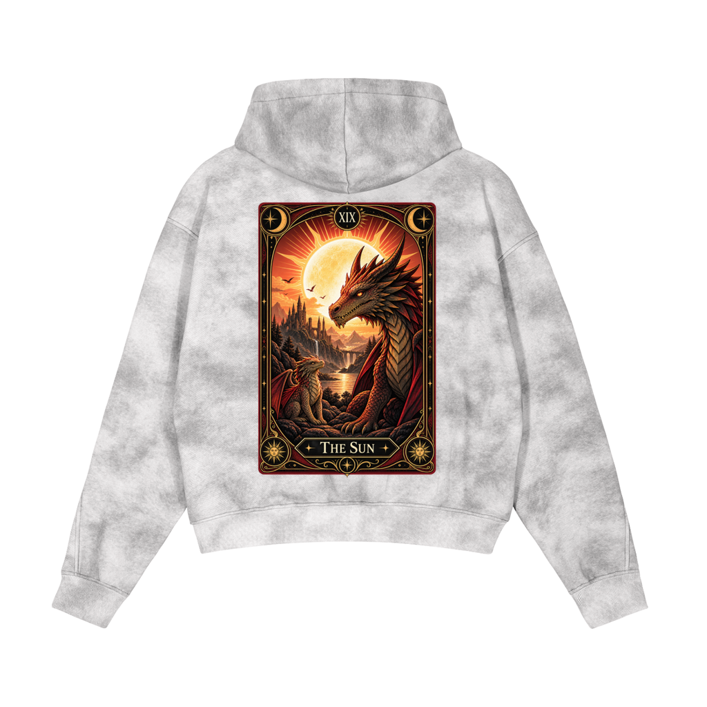 Tarot Sun Shadow Deck Dirty Washed Zip-Up Fleece Hoodie Unisex