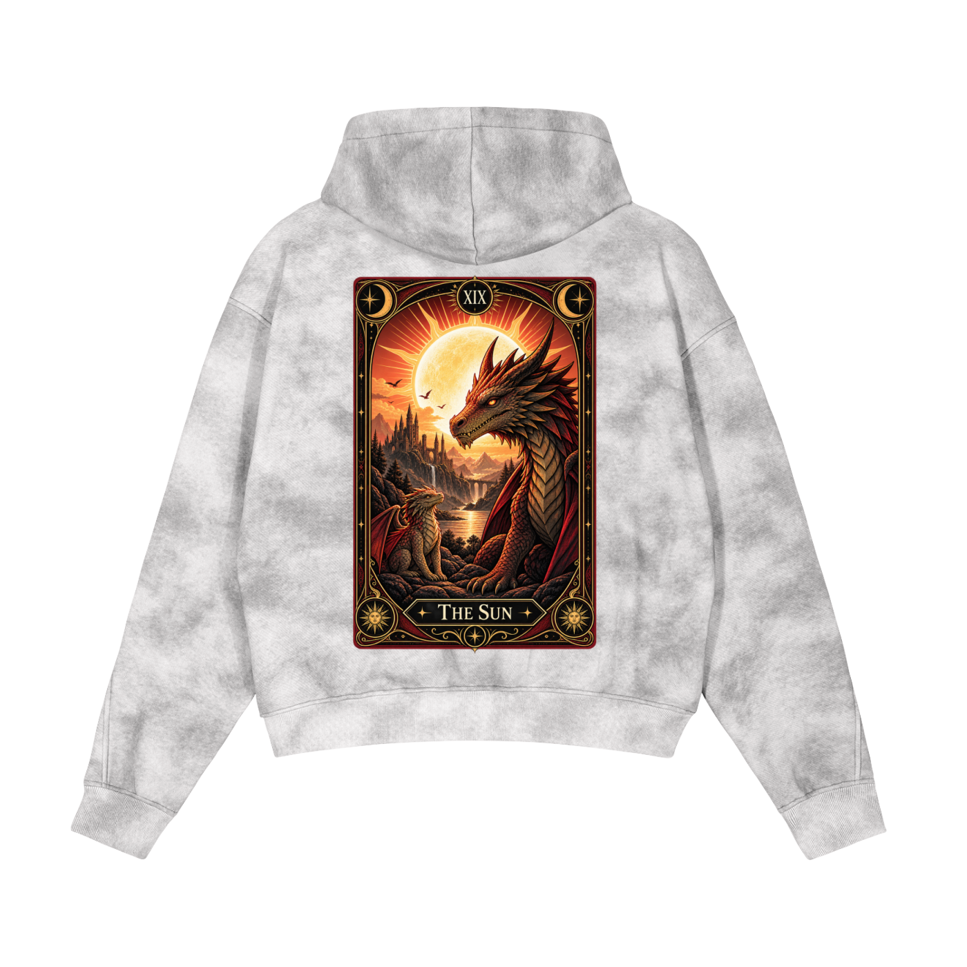 Tarot Sun Shadow Deck Dirty Washed Zip-Up Fleece Hoodie Unisex