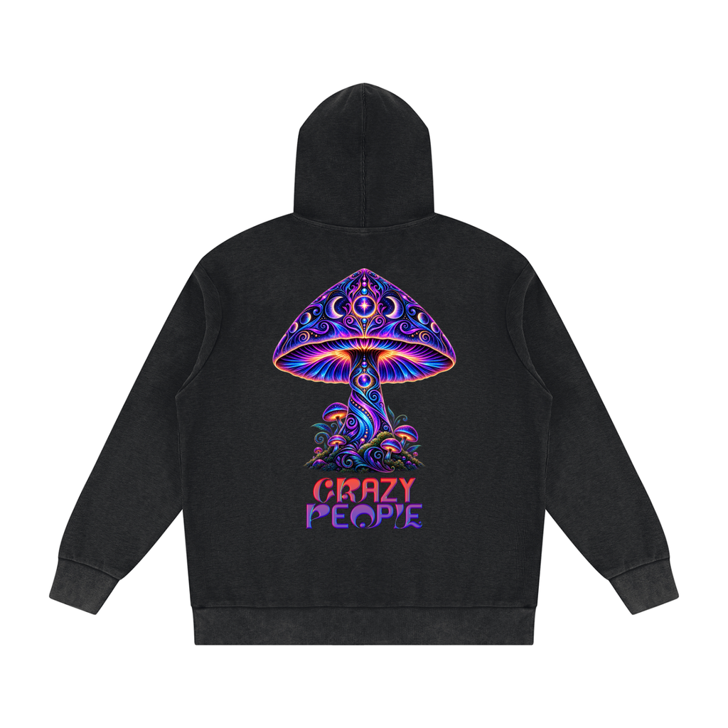 Crazy People Mushi Unisex Mineral Wash Oversized Hoodie Unisex