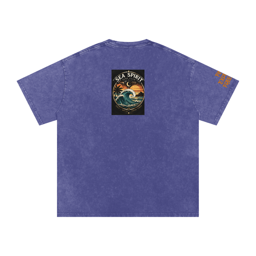 Surf Wave Snow Washed Oversized Cotton T-Shirt