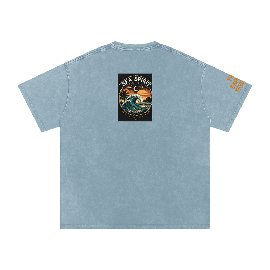 Surf Wave Snow Washed Oversized Cotton T-Shirt