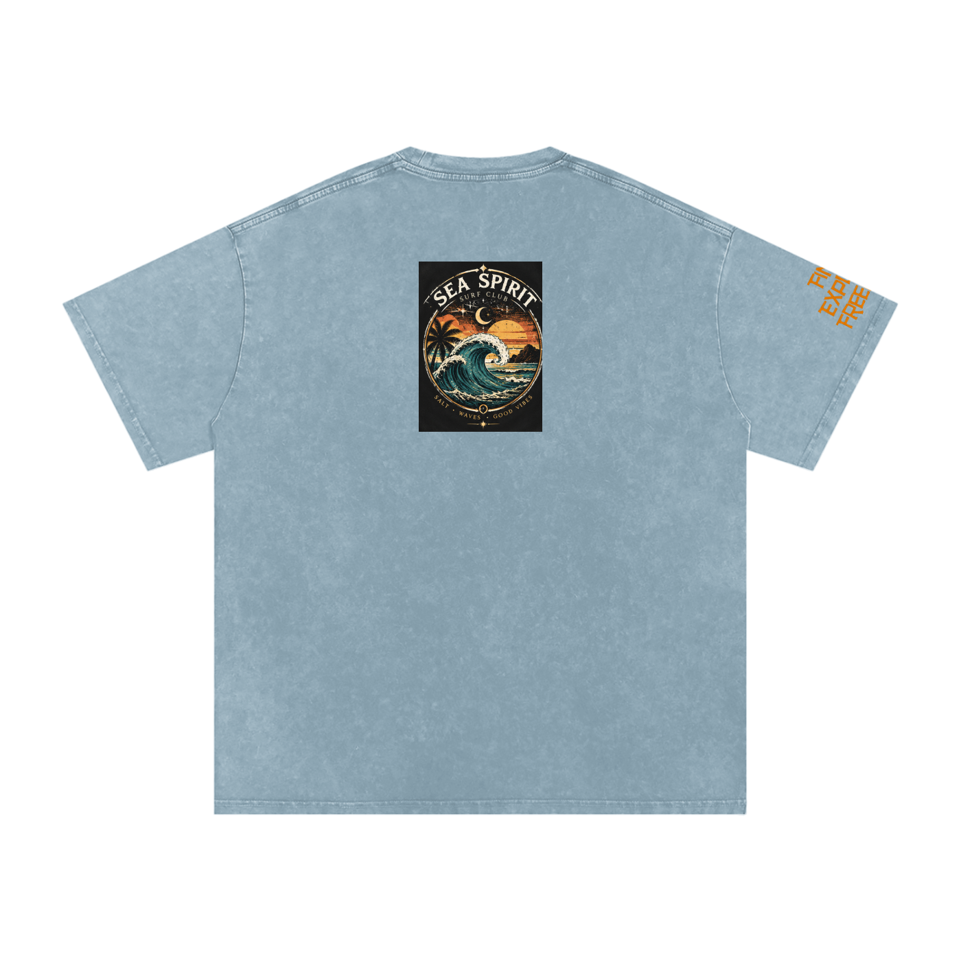 Surf Wave Snow Washed Oversized Cotton T-Shirt