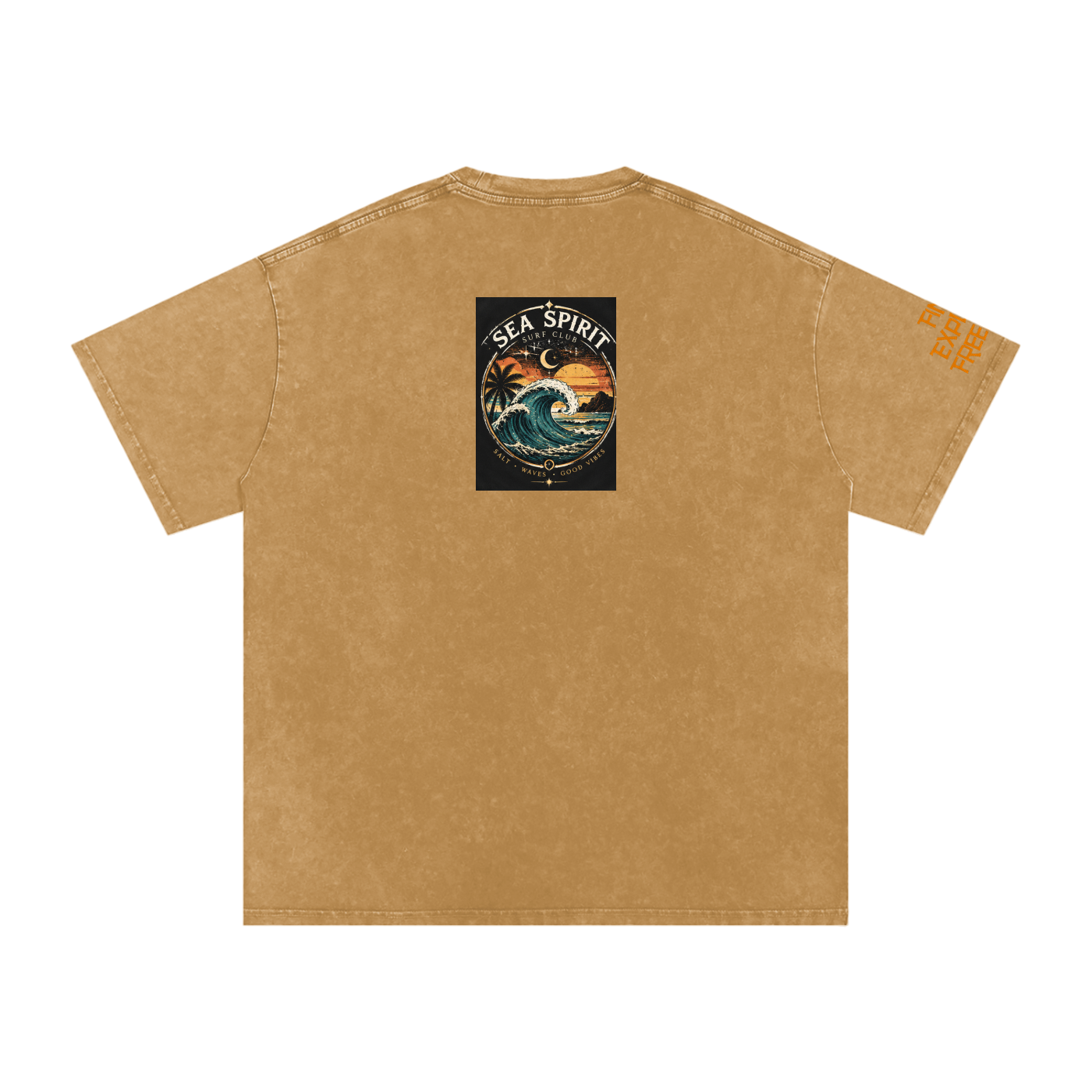 Surf Wave Snow Washed Oversized Cotton T-Shirt