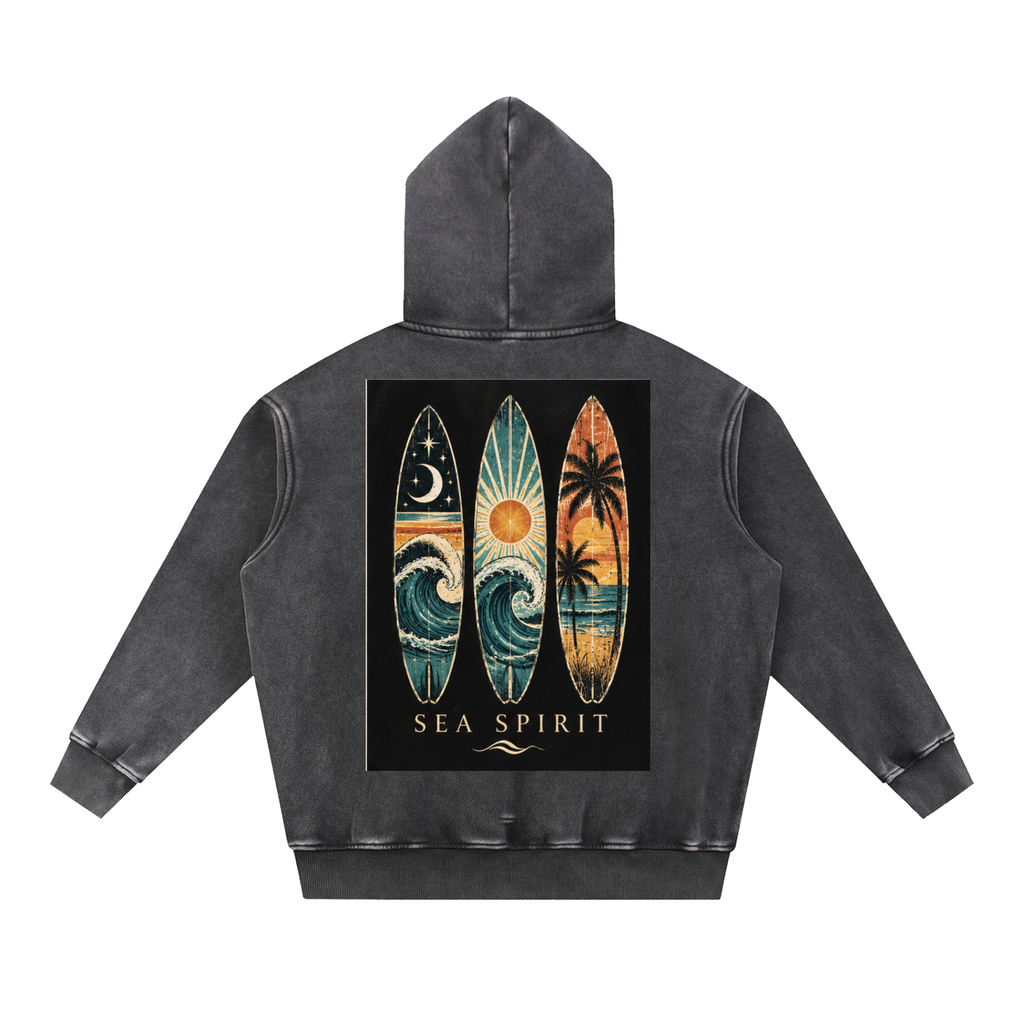 Surfboards Snow Wash Fleece Oversize Hoodie