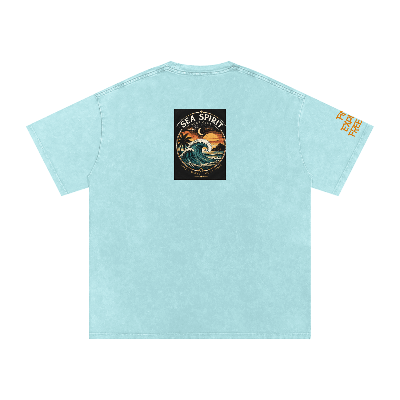 Surf Wave Snow Washed Oversized Cotton T-Shirt