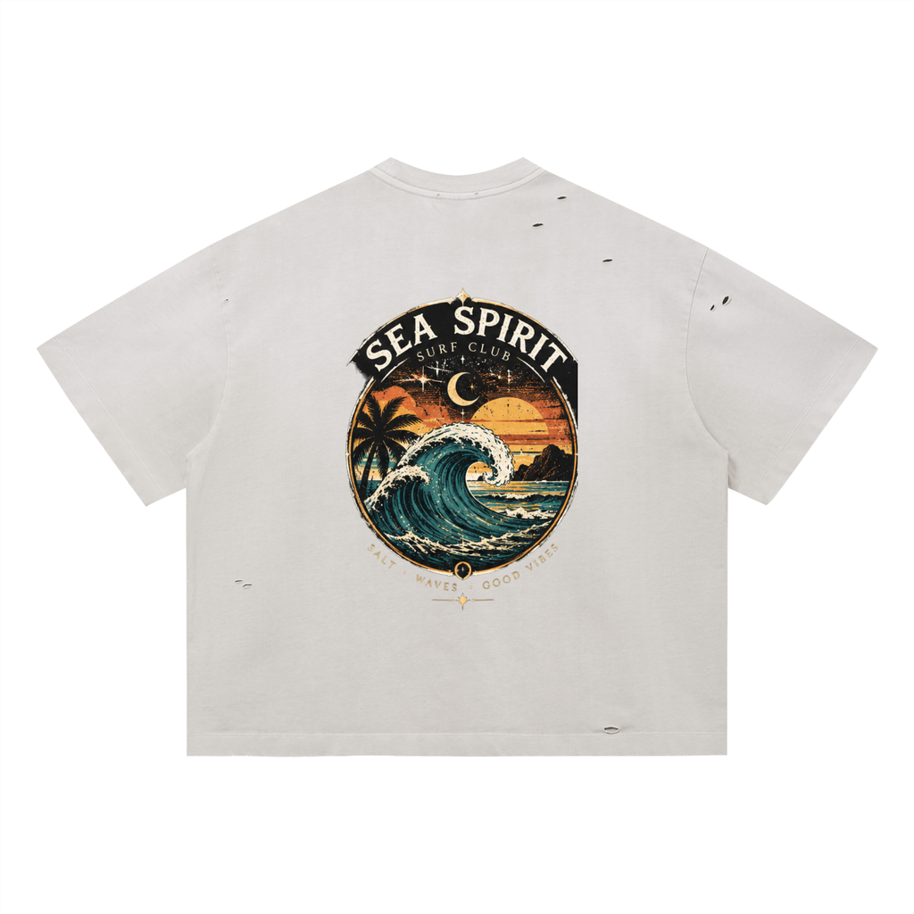 Surf 2 Vintage Washed Distressed Boxy Oversized T-Shirt