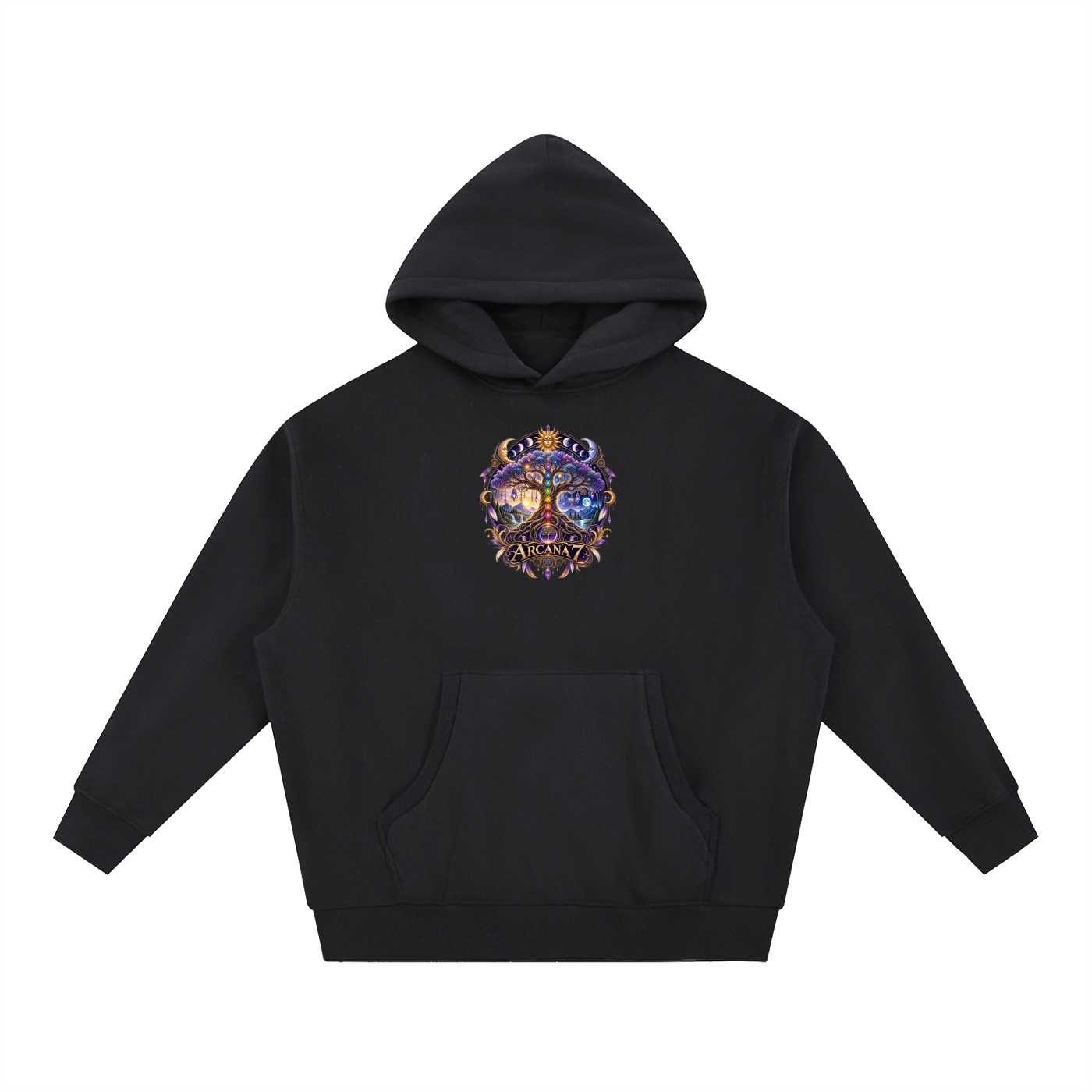 Tree of Life Design 2 Arcana 7 Essential Oversized Boxy Fit Fleece Hoodie Unisex