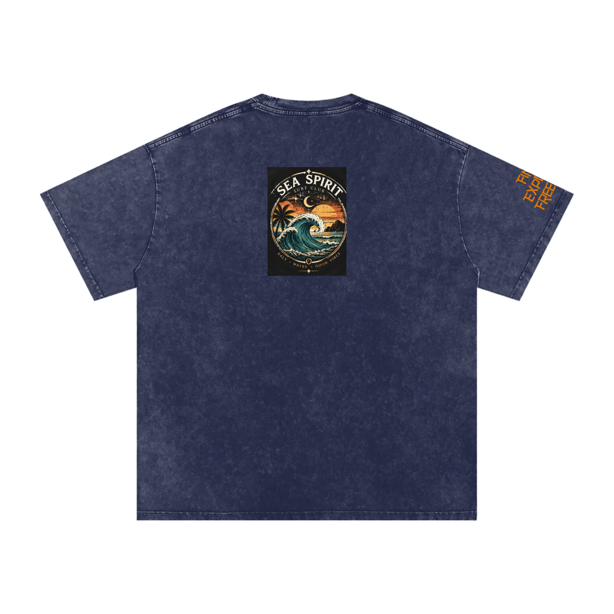 Surf Wave Snow Washed Oversized Cotton T-Shirt