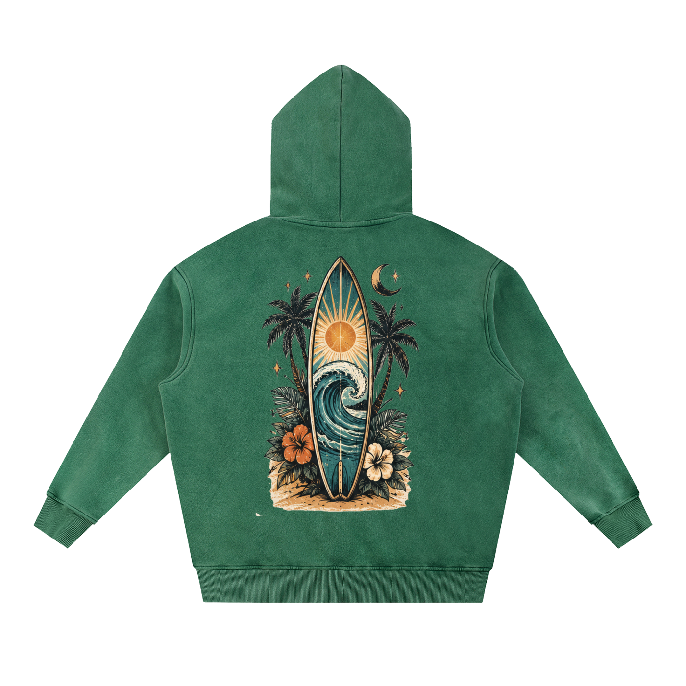 Surf Board Snow Wash Fleece Oversize Hoodie Unisex
