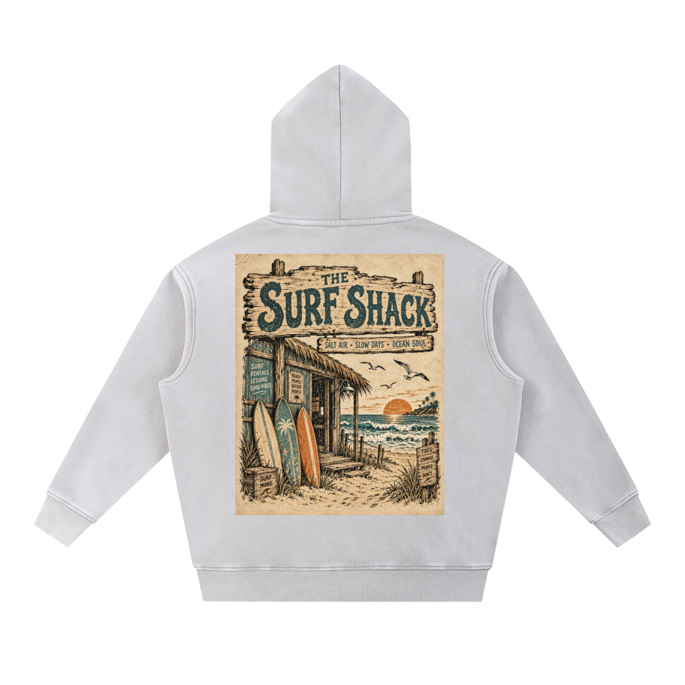 Surf Shack Hoodie Design 1 Snow Wash Fleece Oversize Hoodie unisex