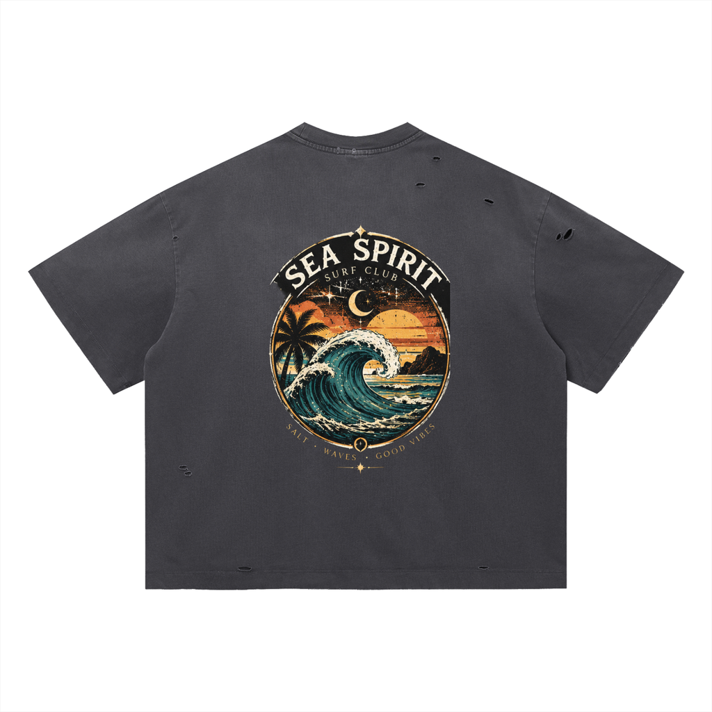 Surf 2 Vintage Washed Distressed Boxy Oversized T-Shirt