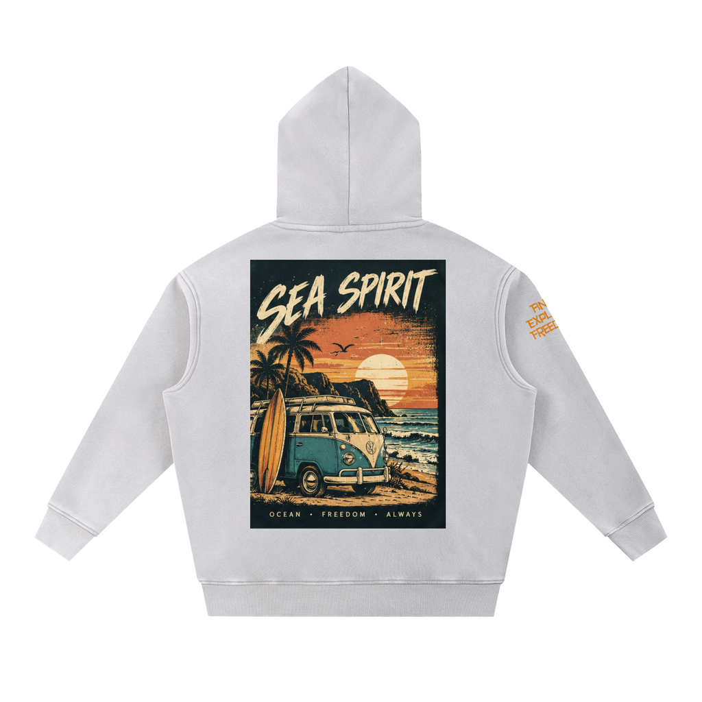Campervan Sea Spirit Snow Wash Fleece Oversize Hoodie Unisex