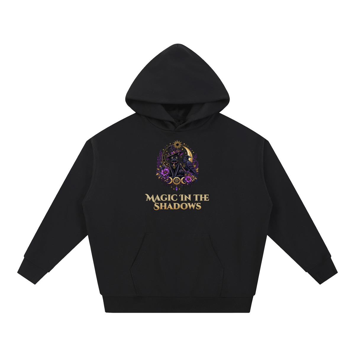 Cat/Raven Magic in The Shadows Essential Heavyweight Hoodie Unisex