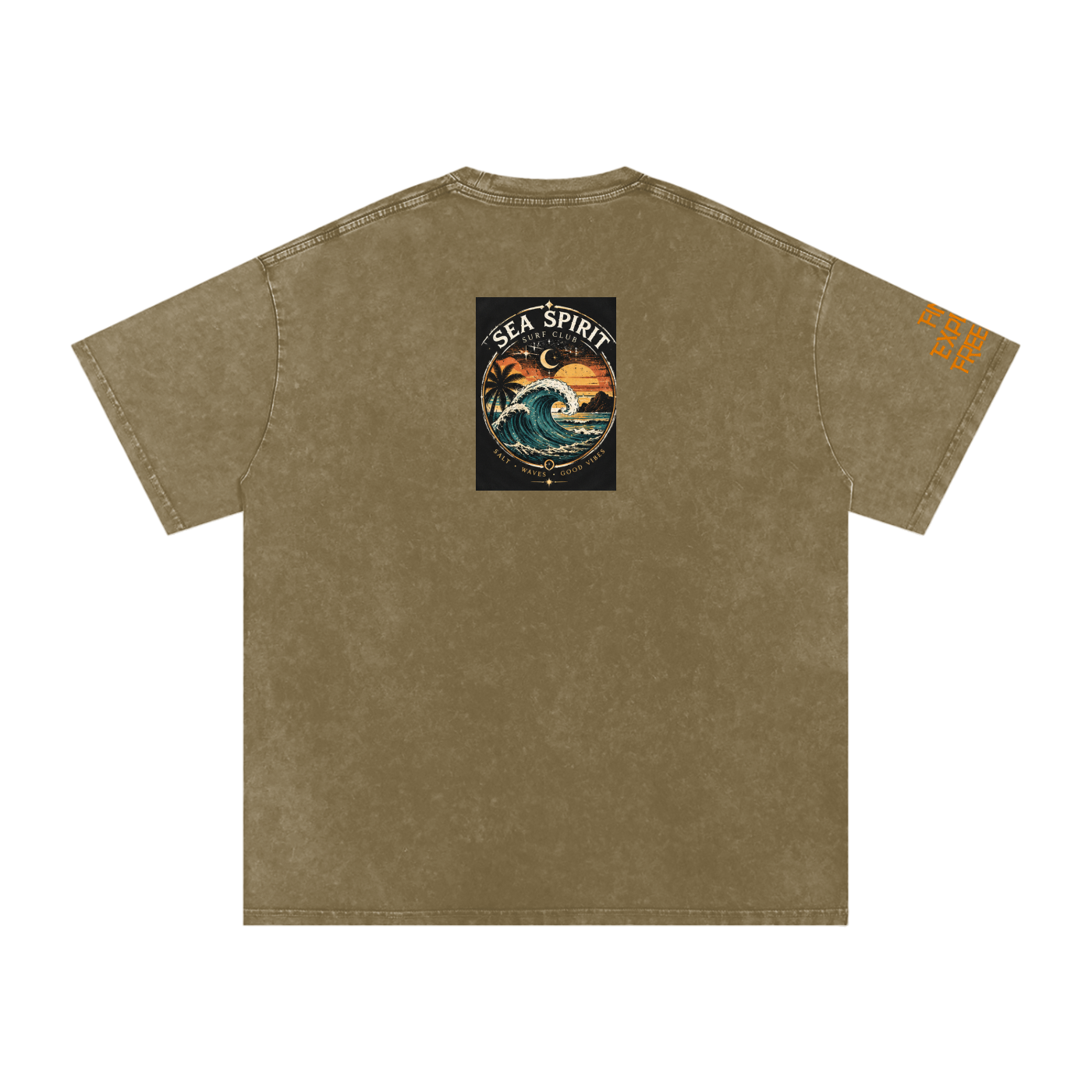 Surf Wave Snow Washed Oversized Cotton T-Shirt