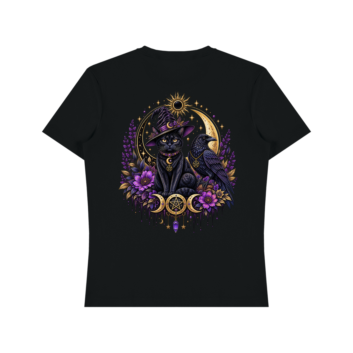 Cat/Raven, Magic in the Shadows Unisex Heavyweight Cotton T-Shirt