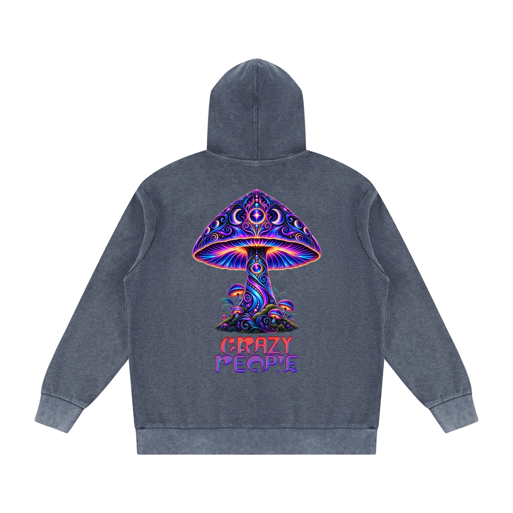 Crazy People Mushi Unisex Mineral Wash Oversized Hoodie Unisex