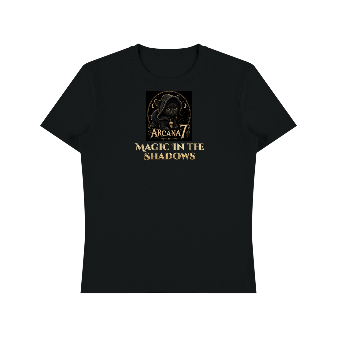 Hooded Cat Magic in the Shadows  Heavyweight Cotton T-Shirt Unisex