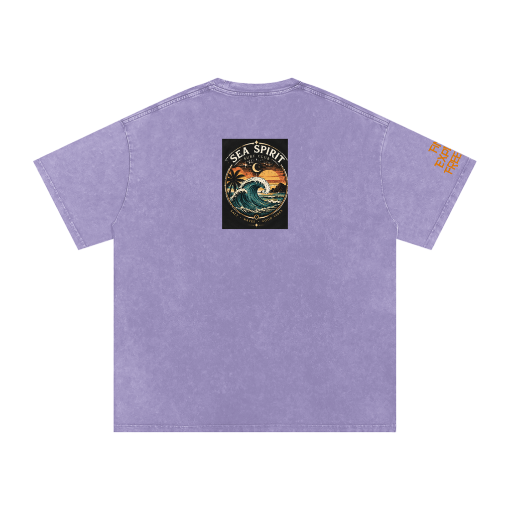 Surf Wave Snow Washed Oversized Cotton T-Shirt