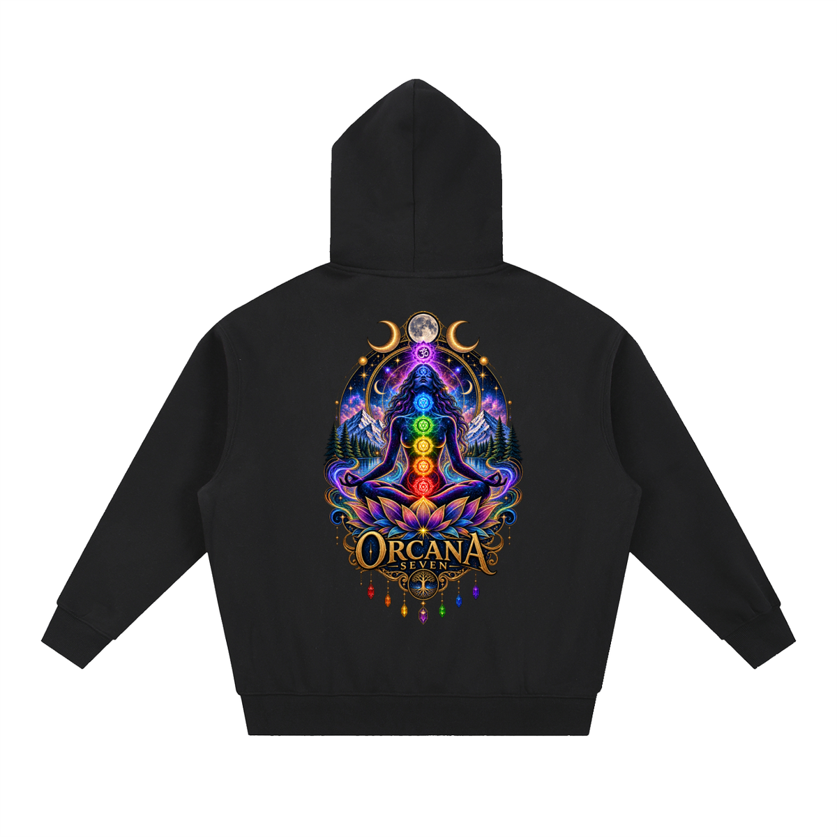 Cosmic Wanderer Design 2 Essential Oversized Boxy Fit Fleece Hoodie Unisex