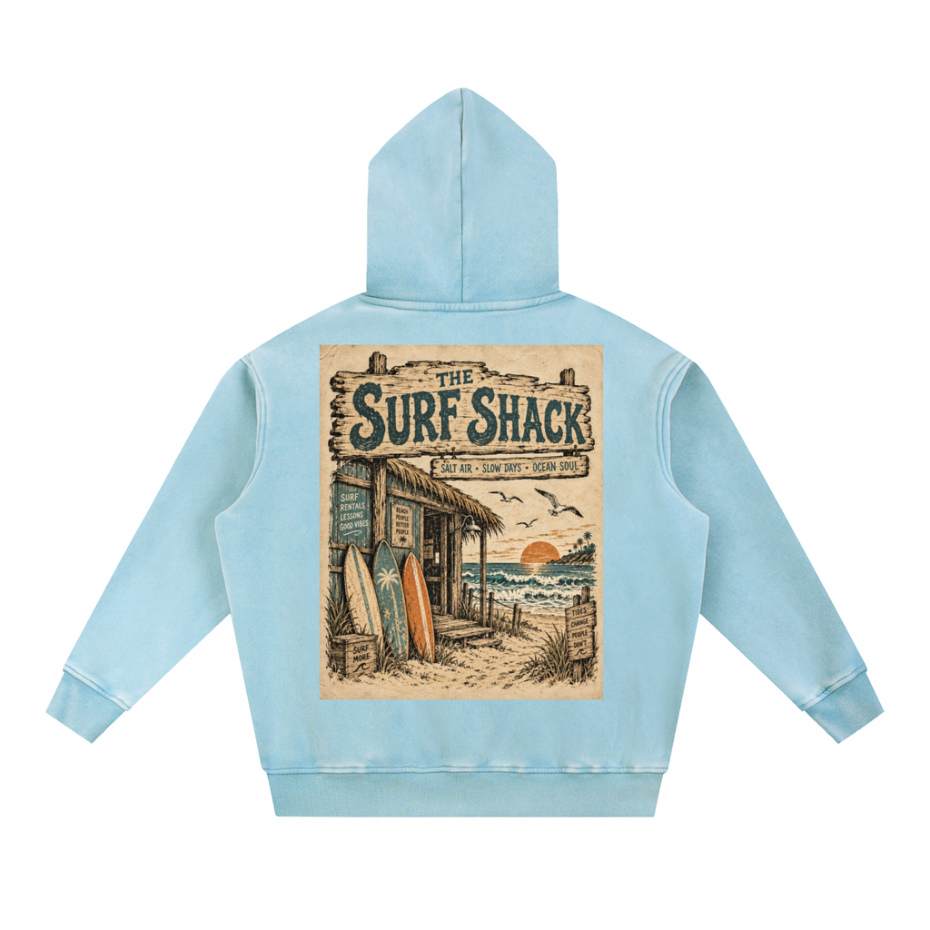 Surf Shack Hoodie Design 1 Snow Wash Fleece Oversize Hoodie unisex