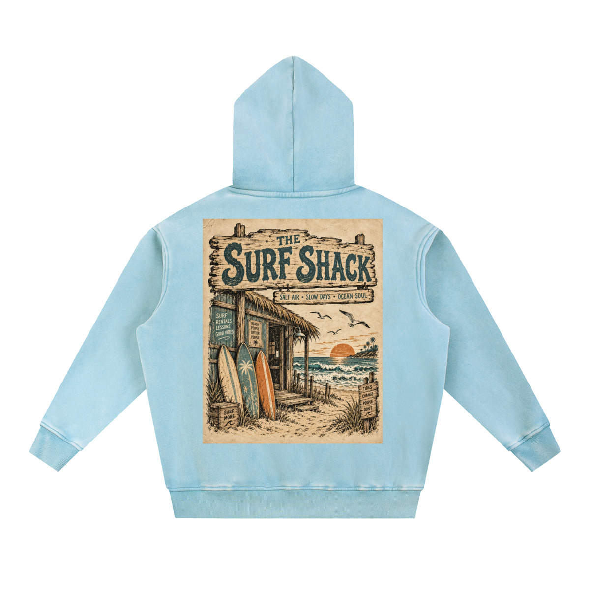 Surf Shack Hoodie Design 1 Snow Wash Fleece Oversize Hoodie unisex