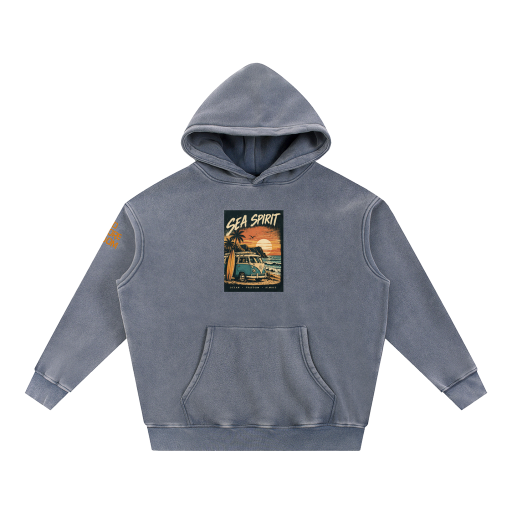 Campervan Sea Spirit Snow Wash Fleece Oversize Hoodie Unisex