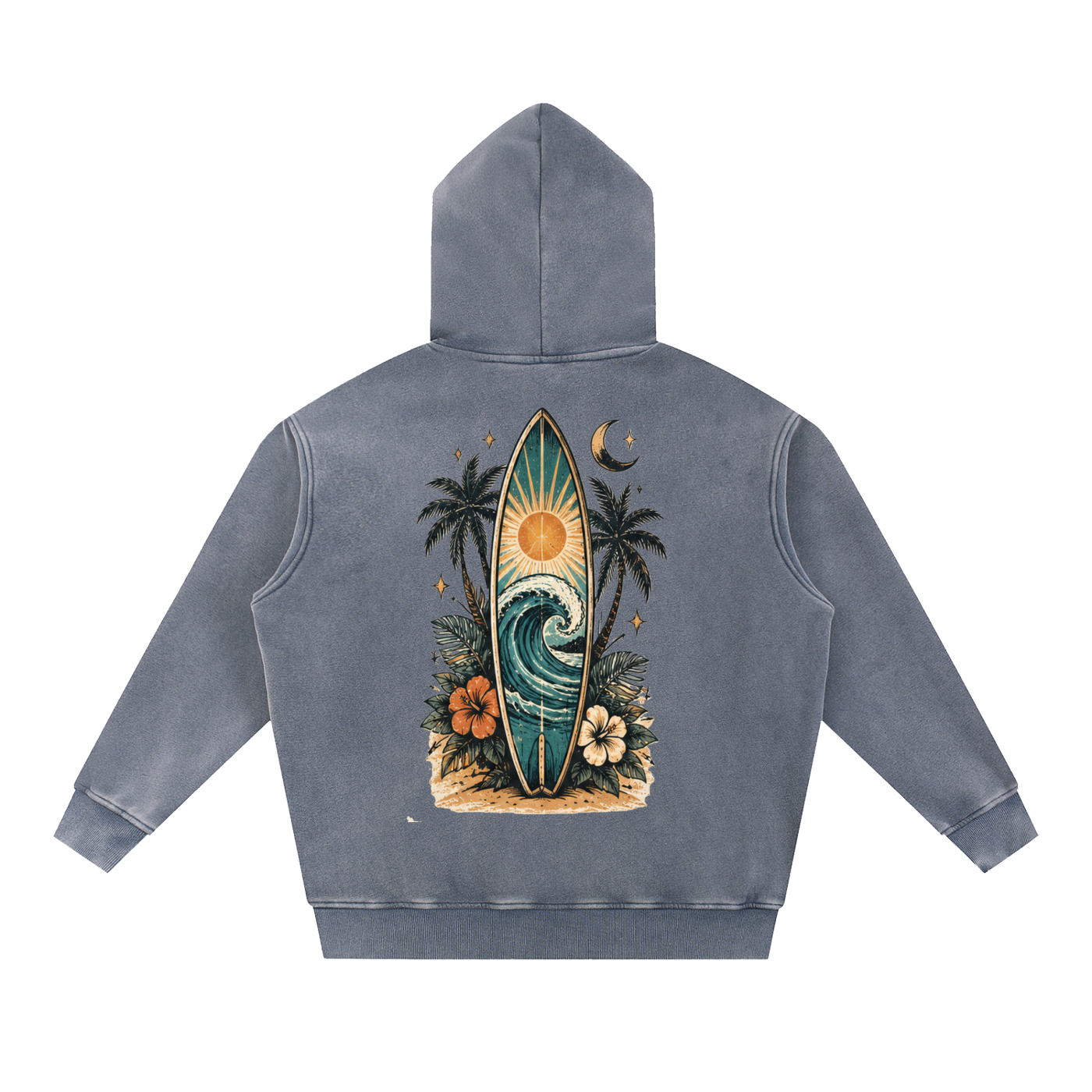 Surf Board Snow Wash Fleece Oversize Hoodie Unisex