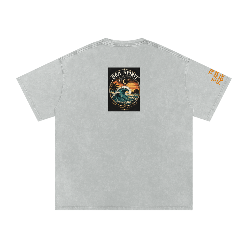 Surf Wave Snow Washed Oversized Cotton T-Shirt