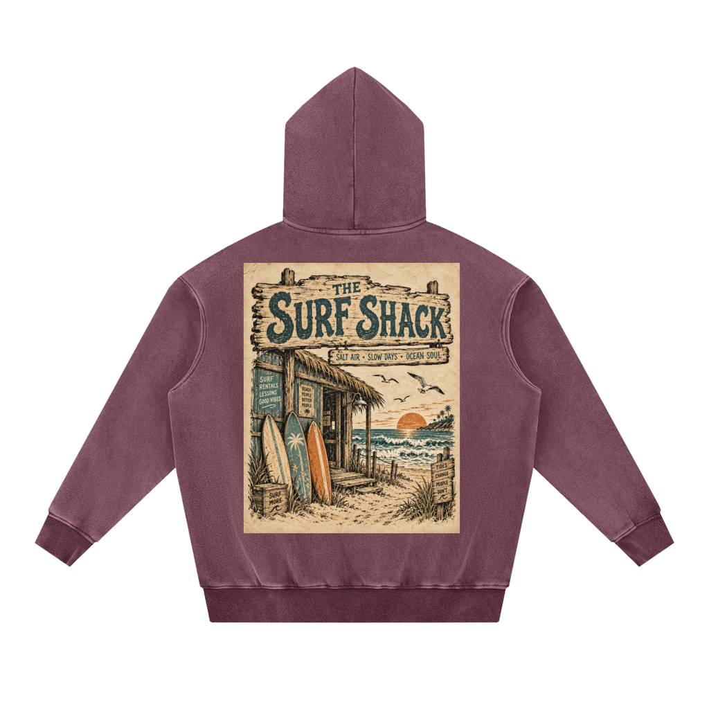 Surf Shack Hoodie Design 1 Snow Wash Fleece Oversize Hoodie unisex