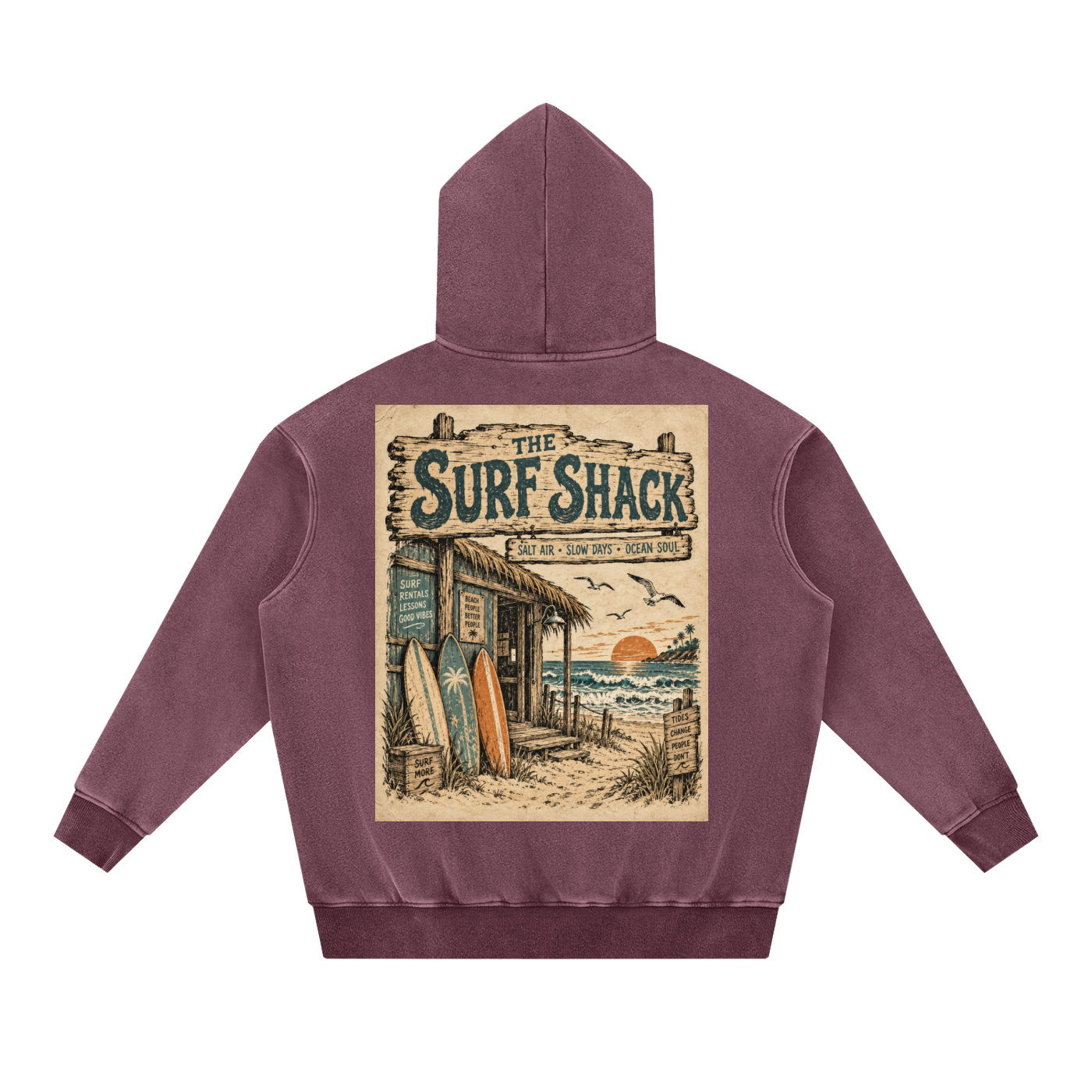 Surf Shack Hoodie Design 1 Snow Wash Fleece Oversize Hoodie unisex