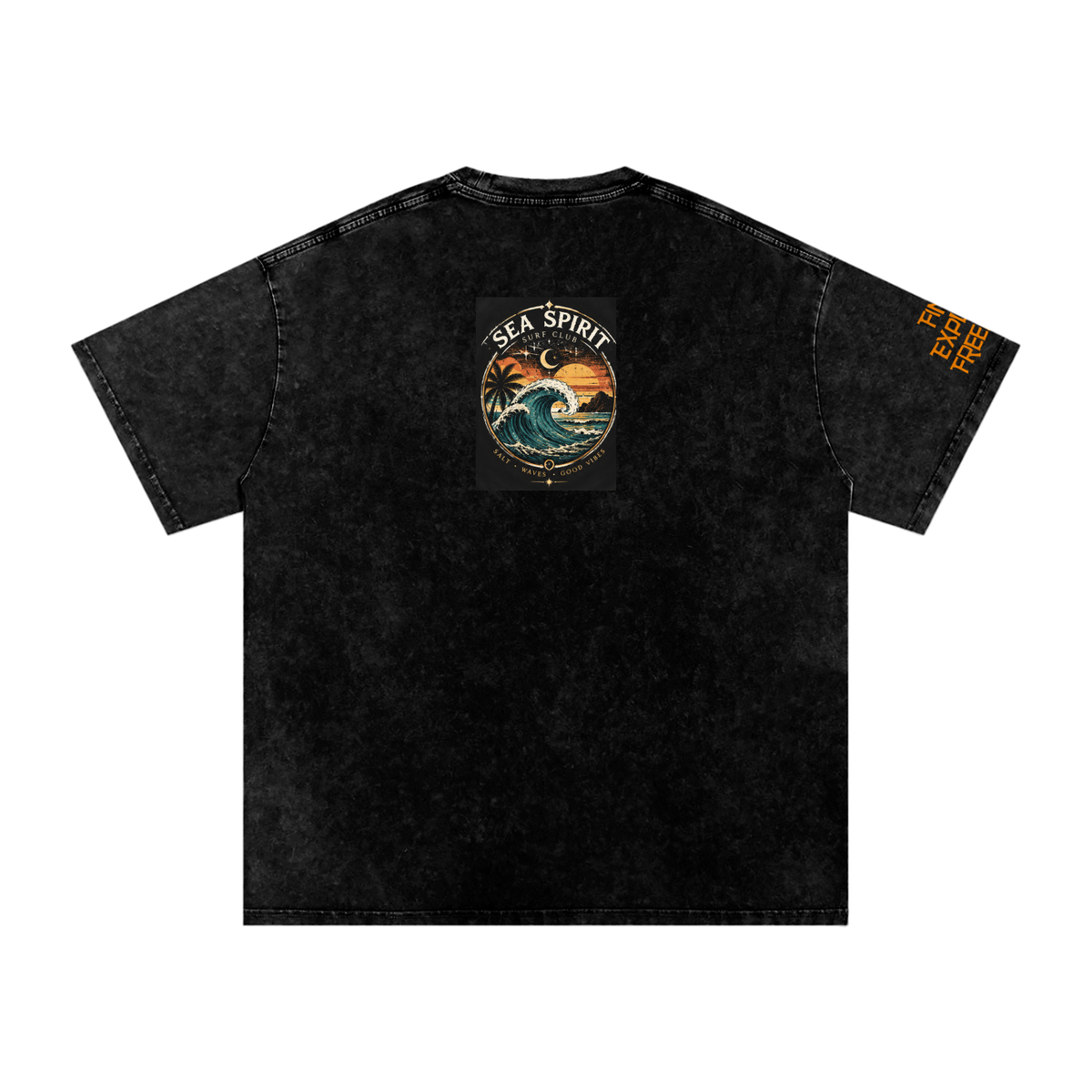 Surf Wave Snow Washed Oversized Cotton T-Shirt