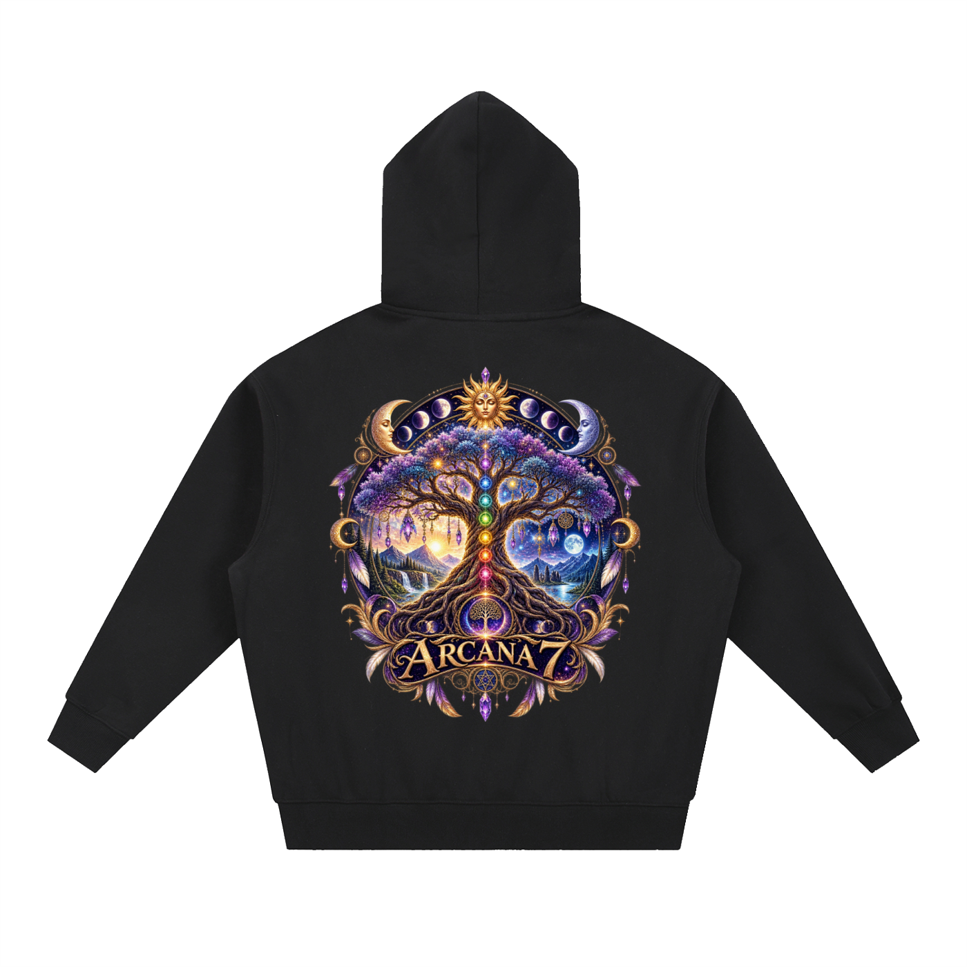 Tree of Life Design 2 Arcana 7 Essential Oversized Boxy Fit Fleece Hoodie Unisex