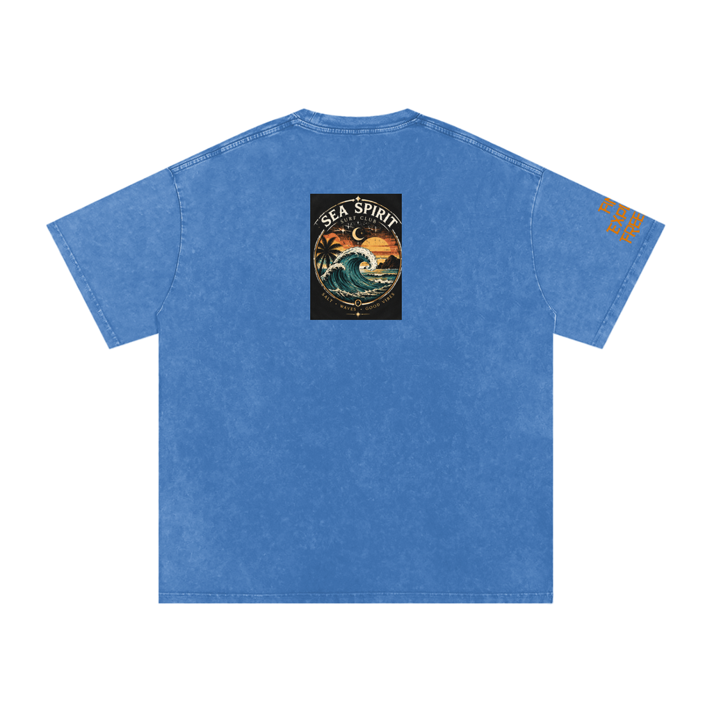 Surf Wave Snow Washed Oversized Cotton T-Shirt
