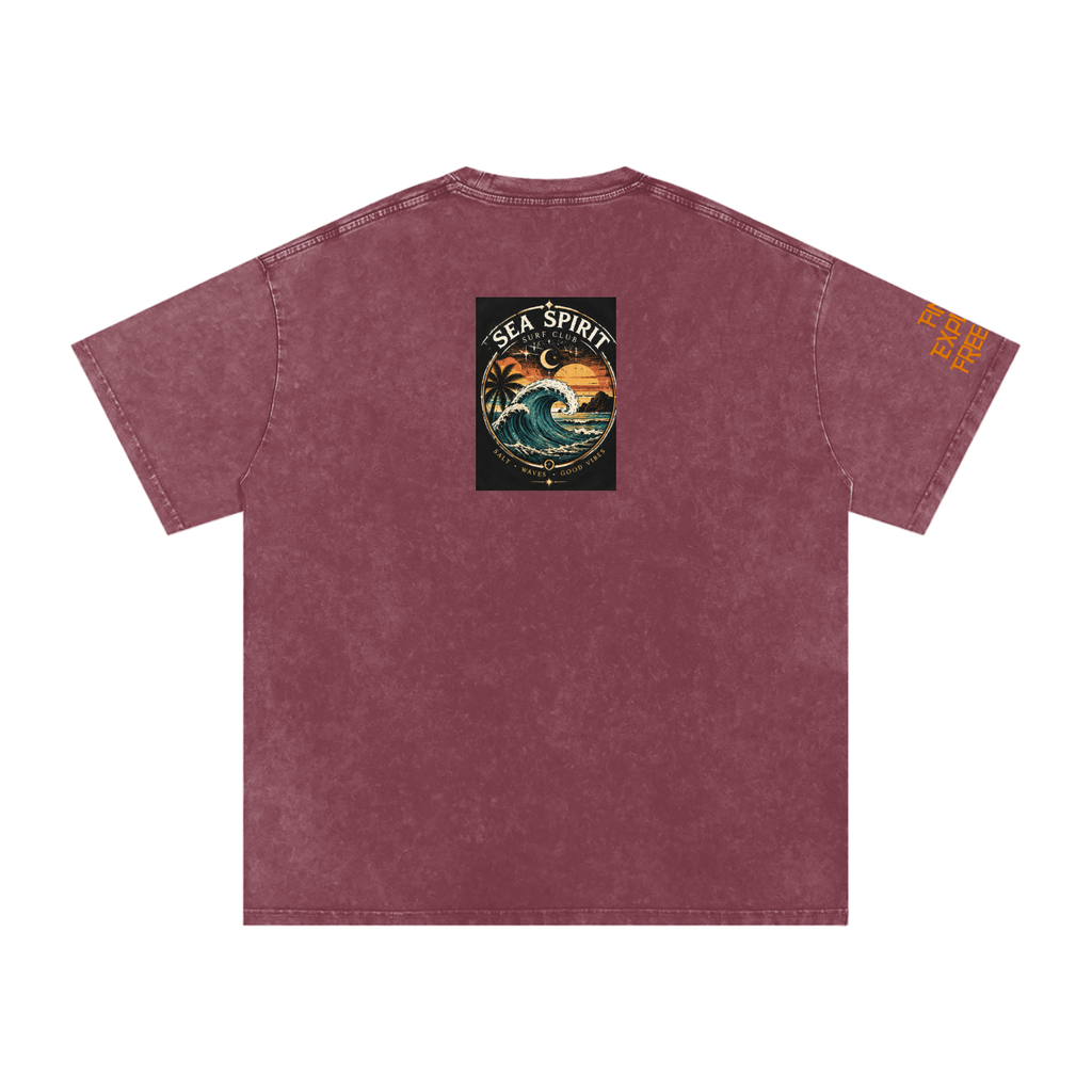 Surf Wave Snow Washed Oversized Cotton T-Shirt