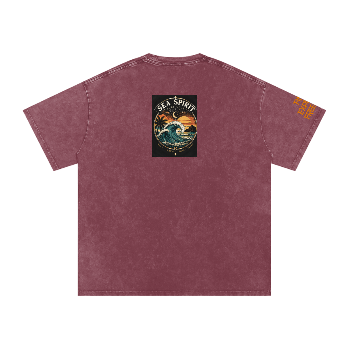 Surf Wave Snow Washed Oversized Cotton T-Shirt