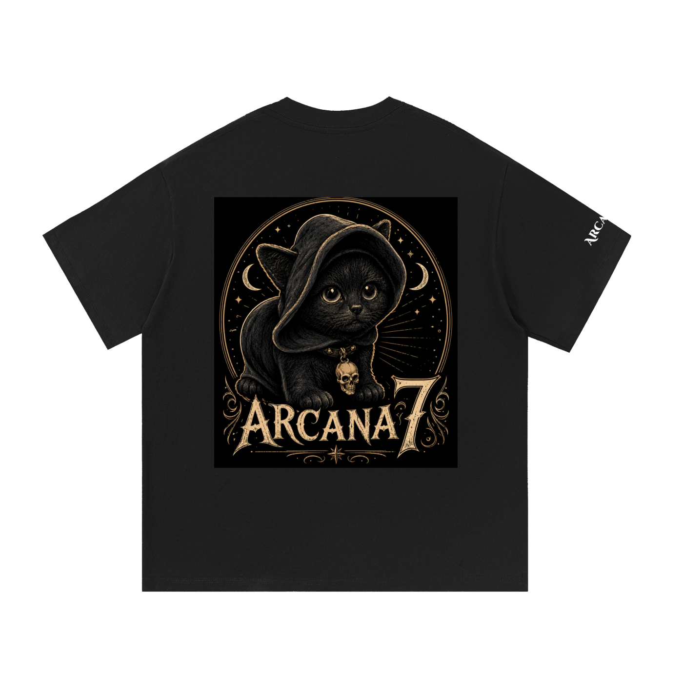 Hooded Moon Cat Magic in the Shadows Essential Cotton T-Shirt Unisex
