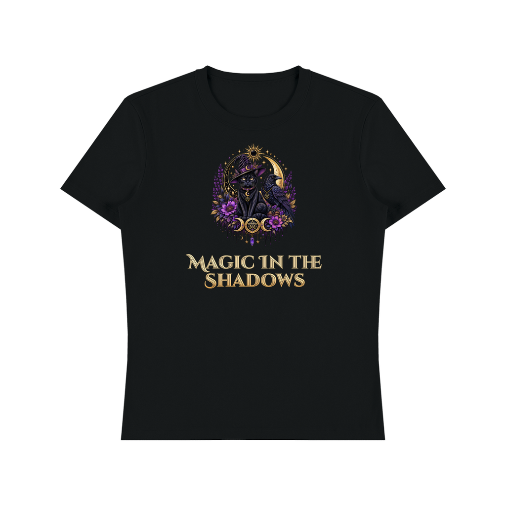 Cat/Raven, Magic in the Shadows Unisex Heavyweight Cotton T-Shirt