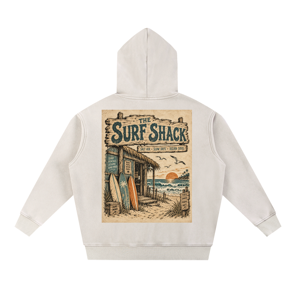 Surf Shack Hoodie Design 1 Snow Wash Fleece Oversize Hoodie unisex