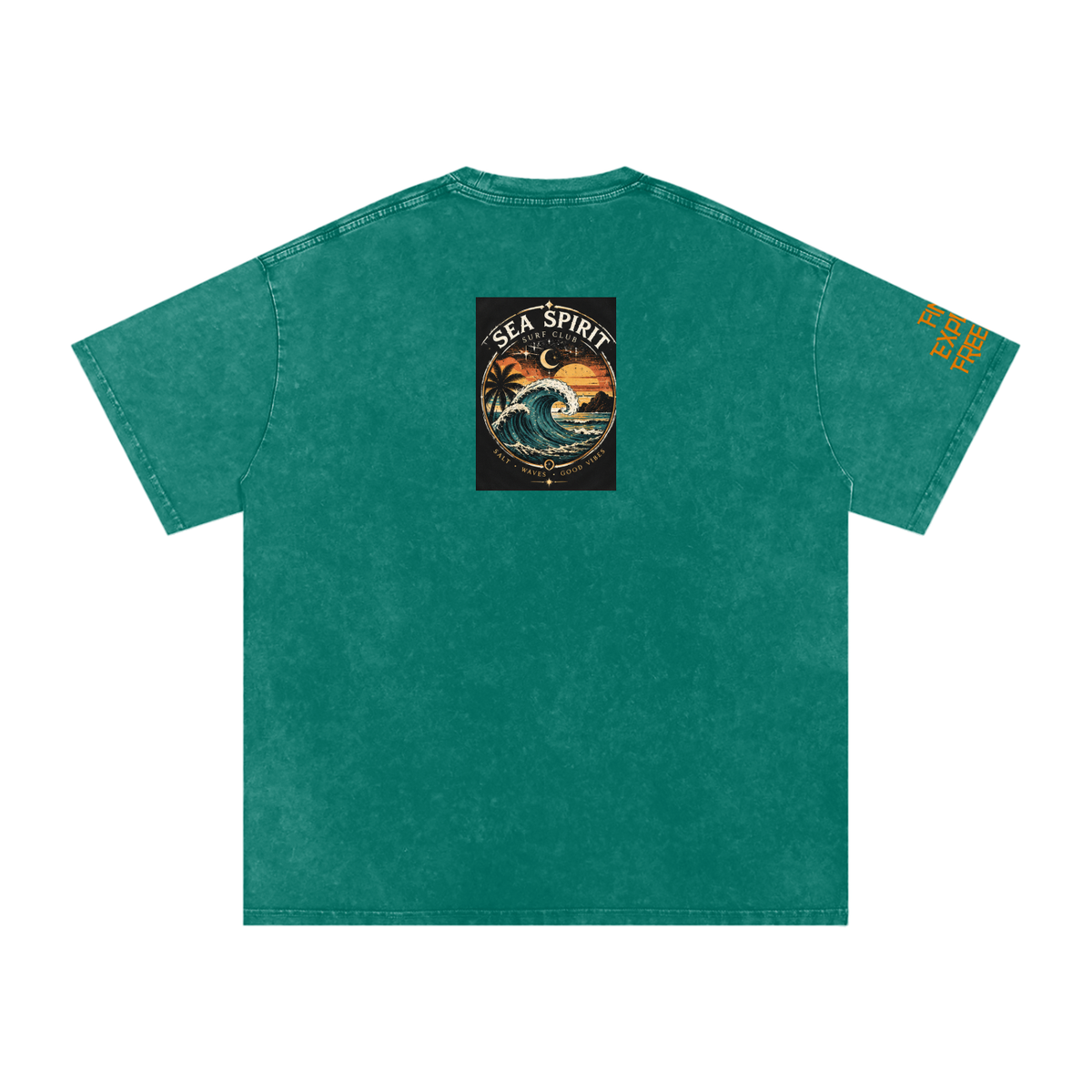 Surf Wave Snow Washed Oversized Cotton T-Shirt