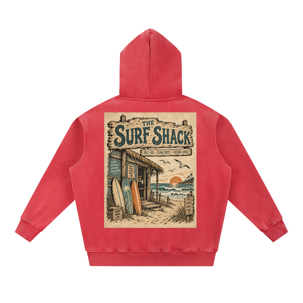 Surf Shack Hoodie Design 1 Snow Wash Fleece Oversize Hoodie unisex