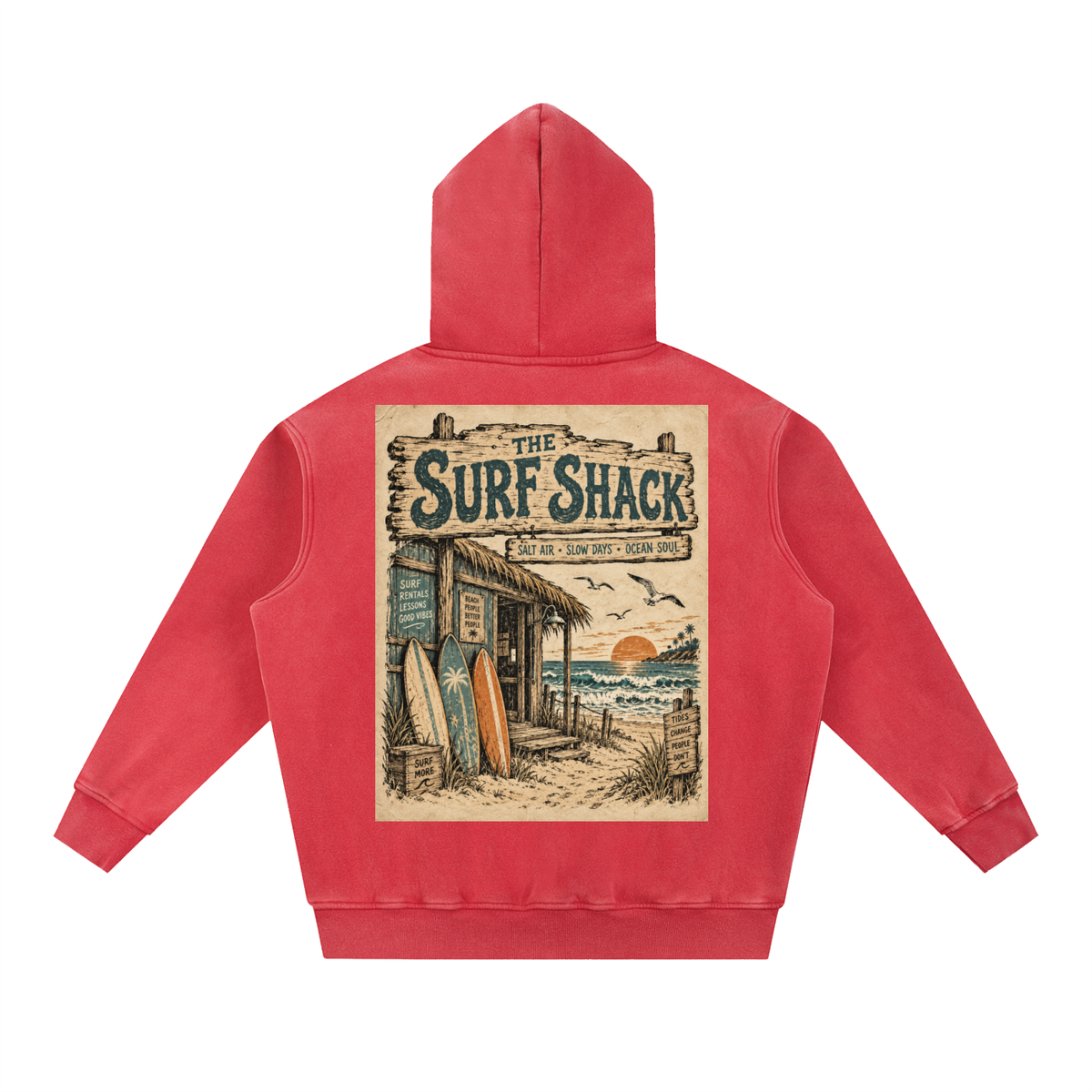 Surf Shack Hoodie Design 1 Snow Wash Fleece Oversize Hoodie unisex