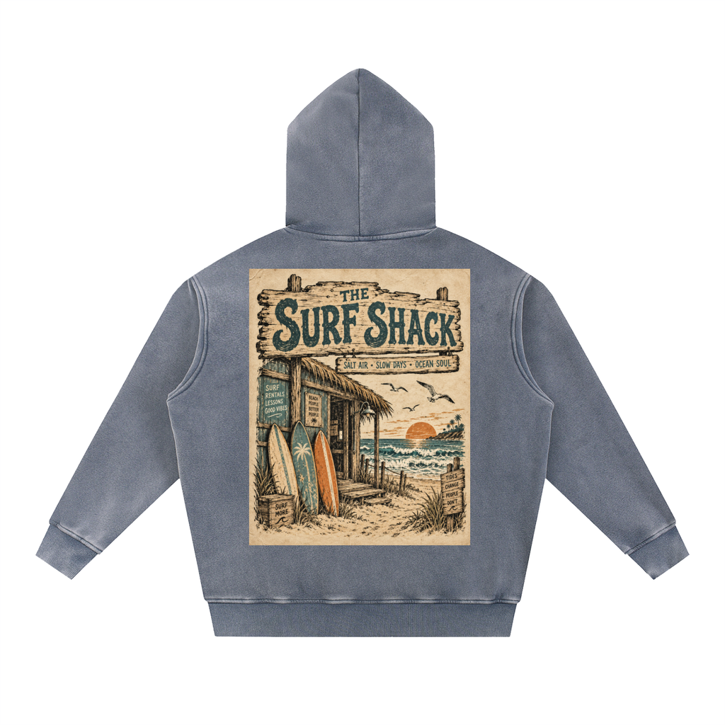 Surf Shack Hoodie Design 1 Snow Wash Fleece Oversize Hoodie unisex