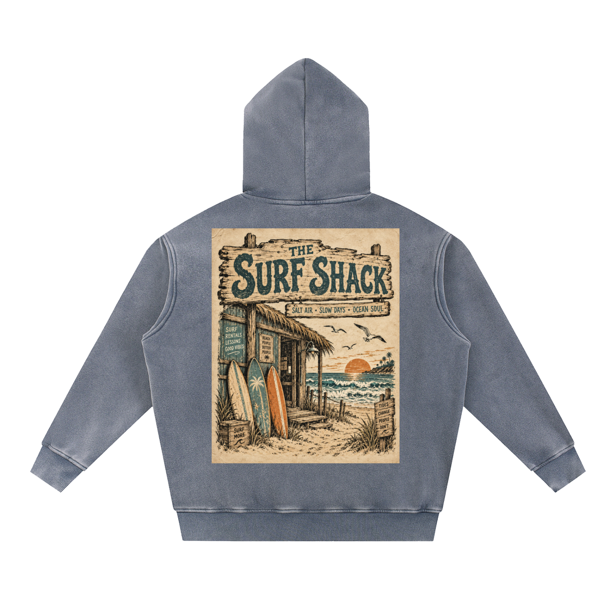 Surf Shack Hoodie Design 1 Snow Wash Fleece Oversize Hoodie unisex
