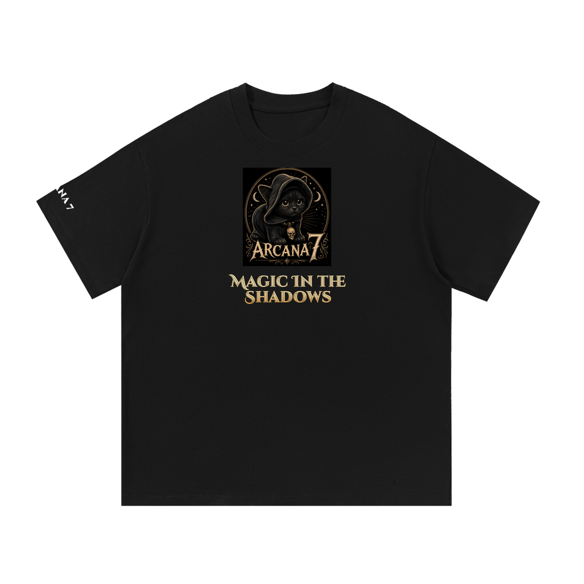 Hooded Moon Cat Magic in the Shadows Essential Cotton T-Shirt Unisex